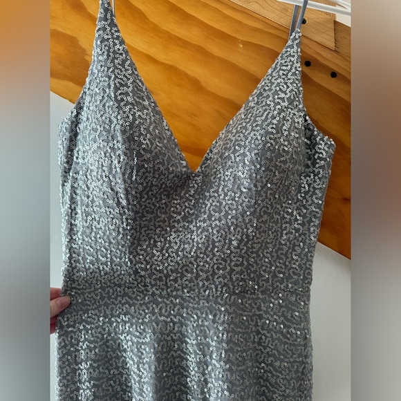 Sparkly Grey Long Formal Dress - Picture 3 of 5